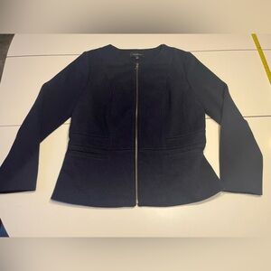 Talbots size 12 navy blue zipper closure suit jacket